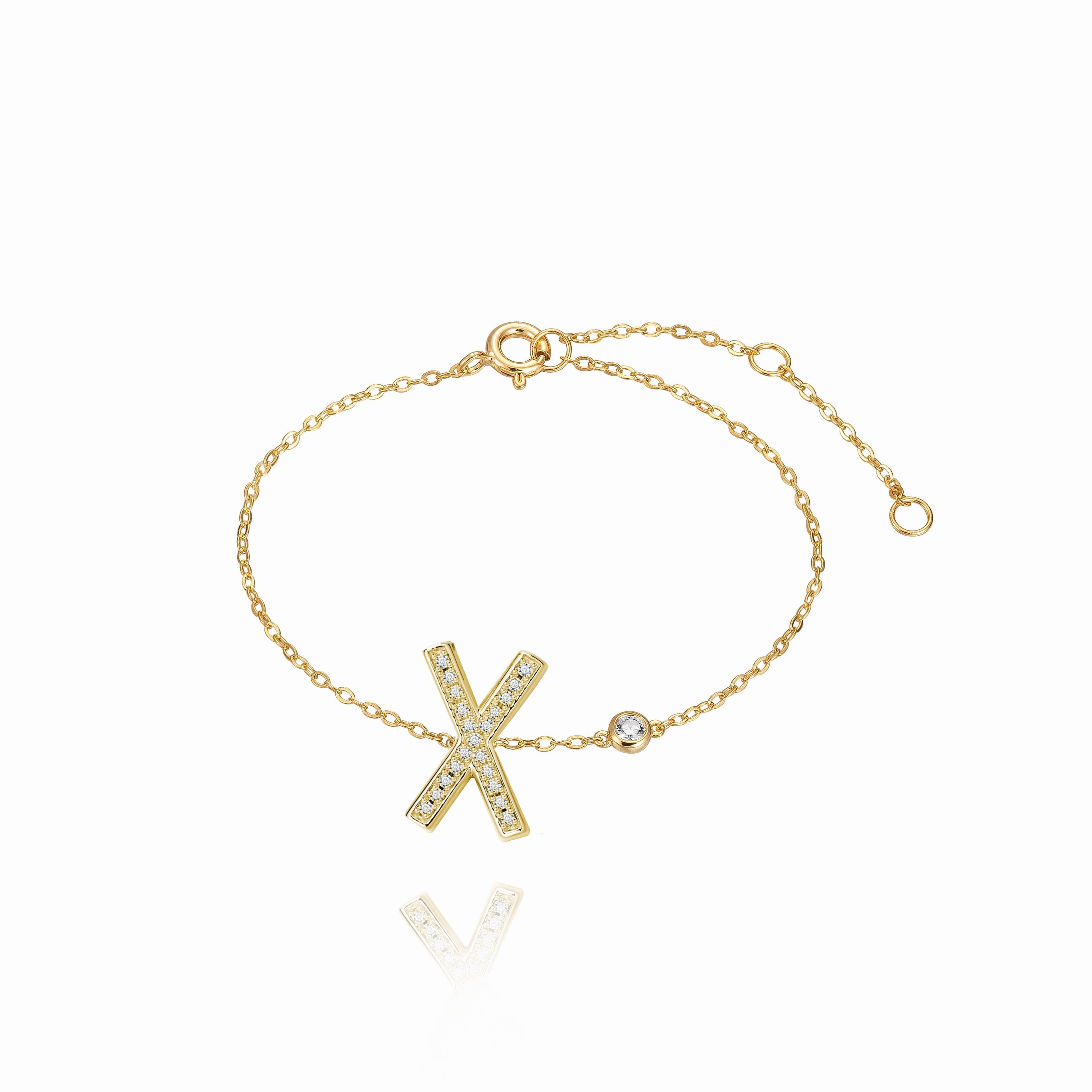 X Initial Bezel Chain Anklet