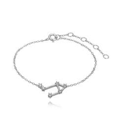 Libra Zodiac Bracelet: White Silver Letter Beads with dragons vein